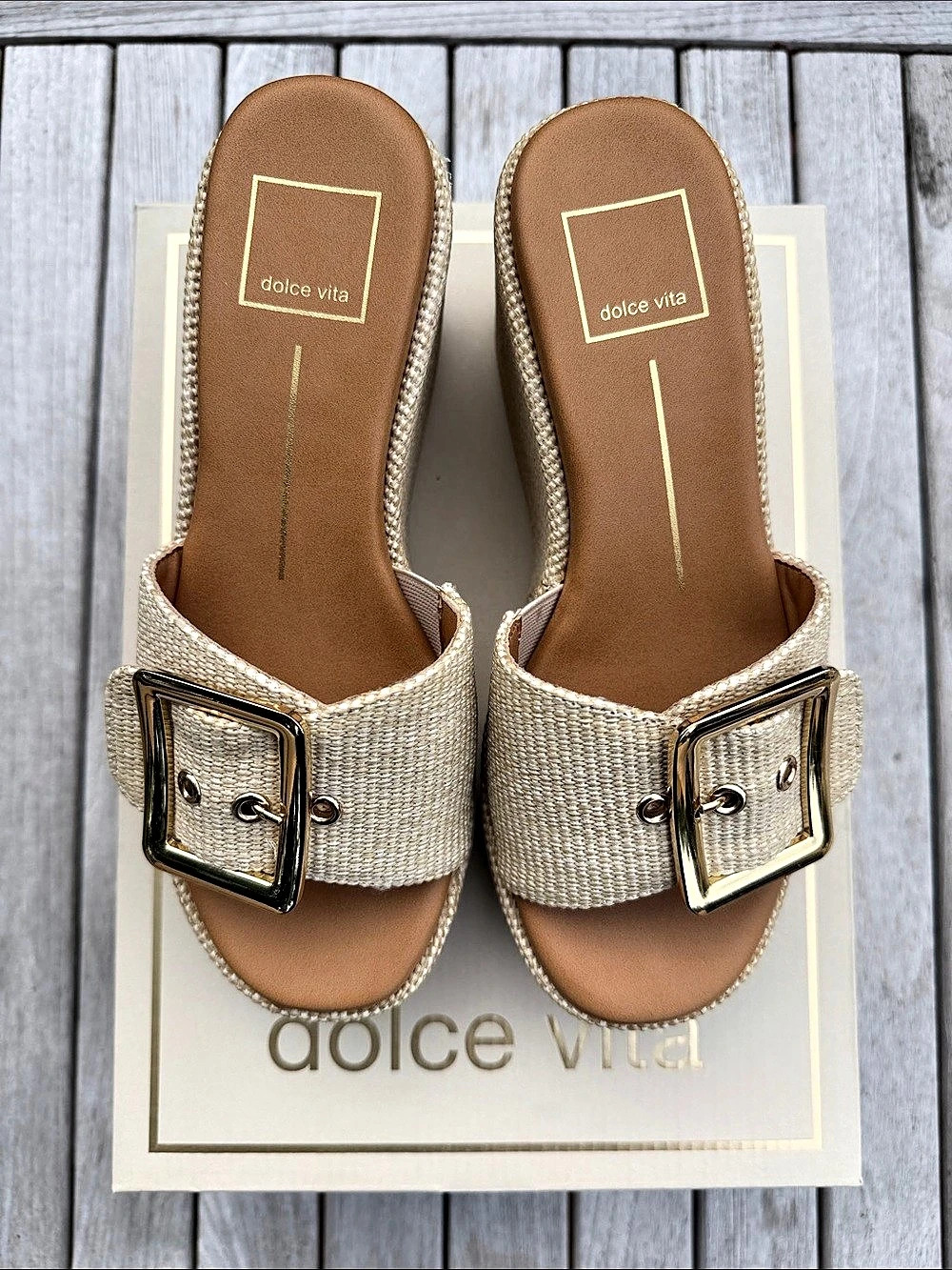 Dolce Vita Jilian Wedge Sandals Beige US 6.5 NWT